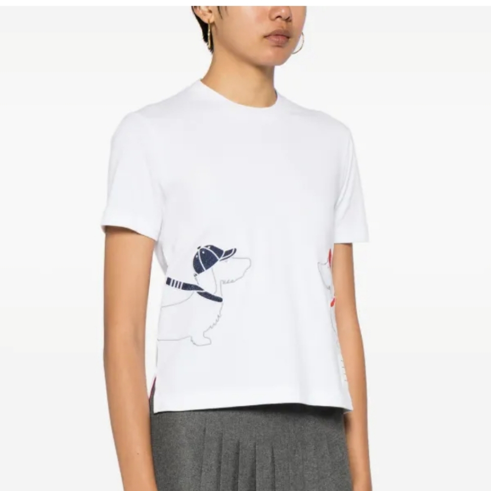 Thom Browne White T-Shirt with Tricolor Detail Size S. Used.